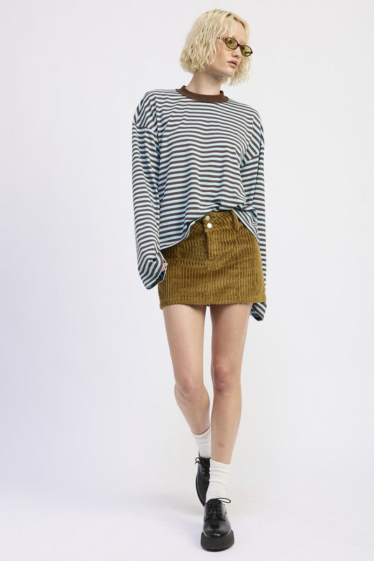 CORDUROY MINI SKIRT WITH BUTTON
