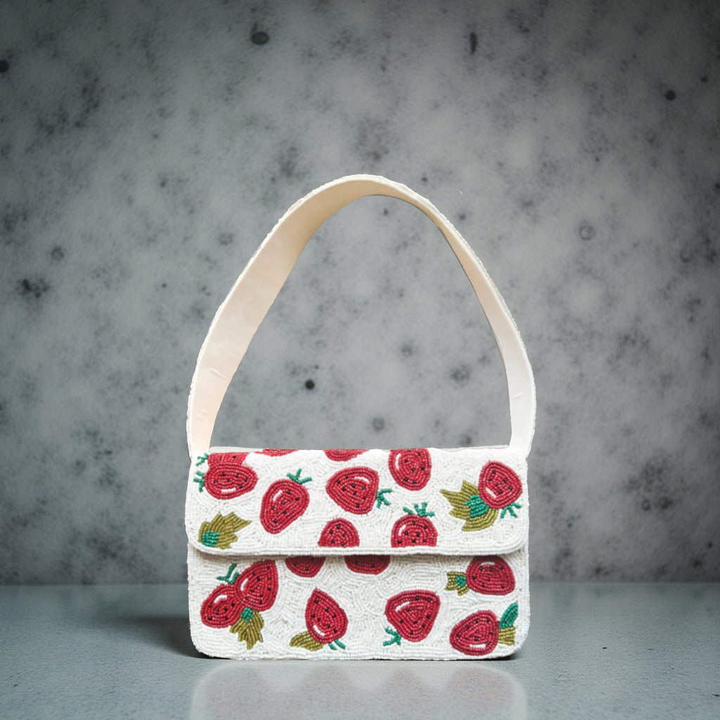   Signature Beaded Strawberry  Bag by Lilly & Luxe featuring handcrafted clutch. Mellie Bag