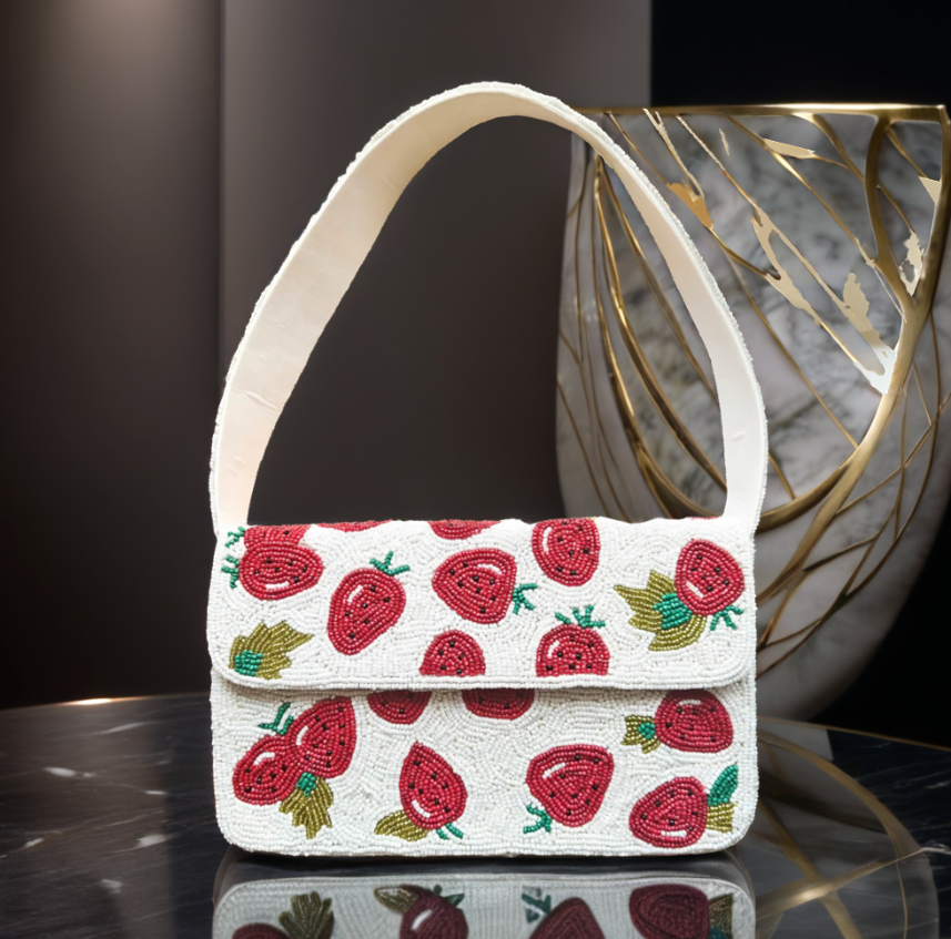   Signature Beaded Strawberry  Bag by Lilly & Luxe featuring handcrafted clutch.
