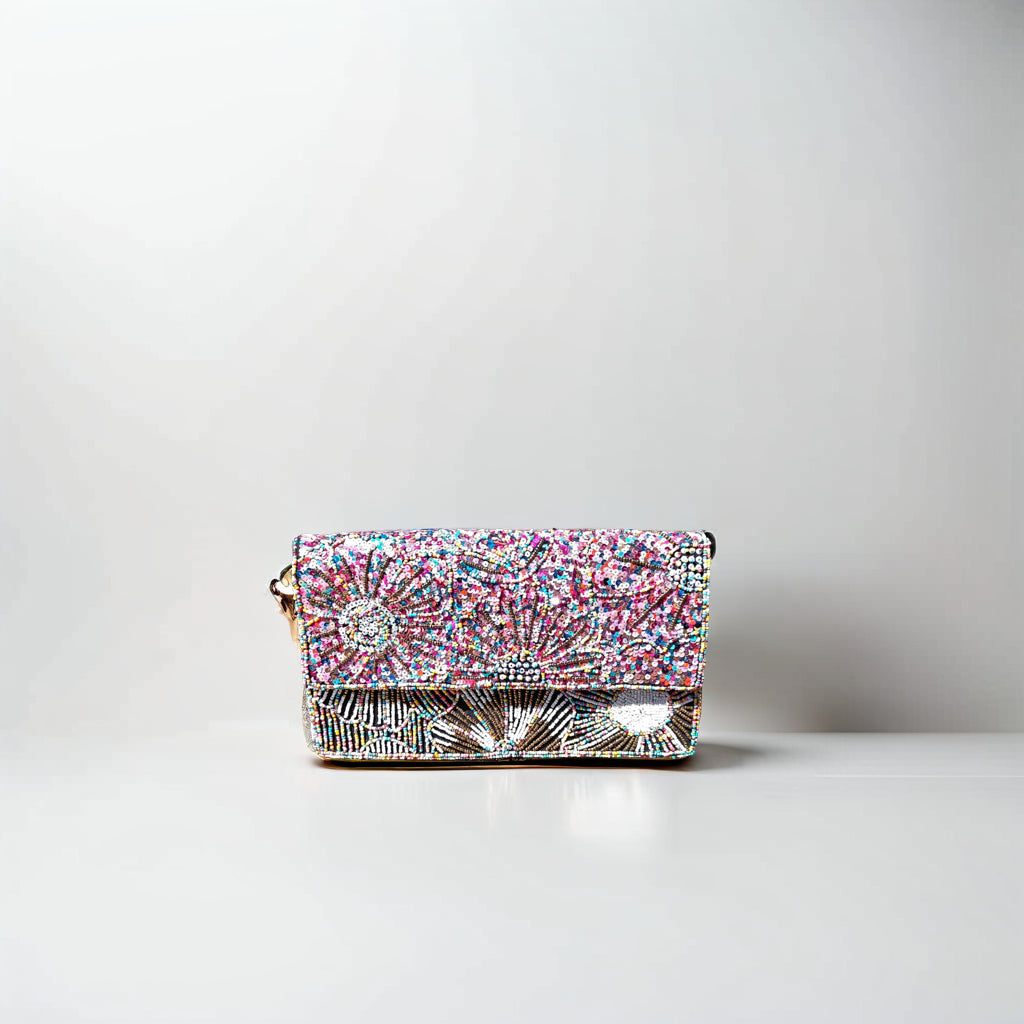 Flower Evening Clutch, Seed Beaded Clutch