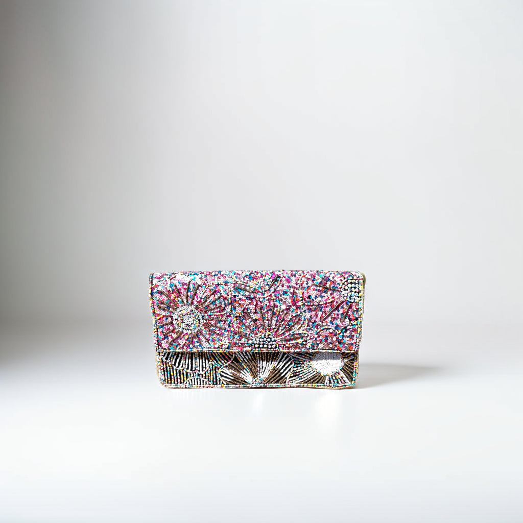 Flower Evening Clutch, Seed Beaded Clutch