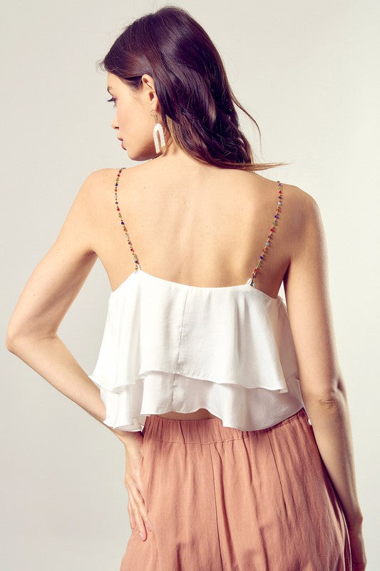 Flowy beaded cami top
