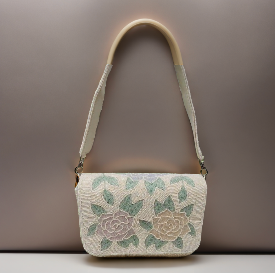 Bridal, Pastel Flower Beaded Bag