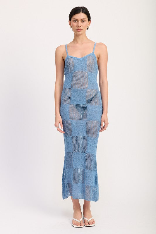 Sheer contrasted maxi dress