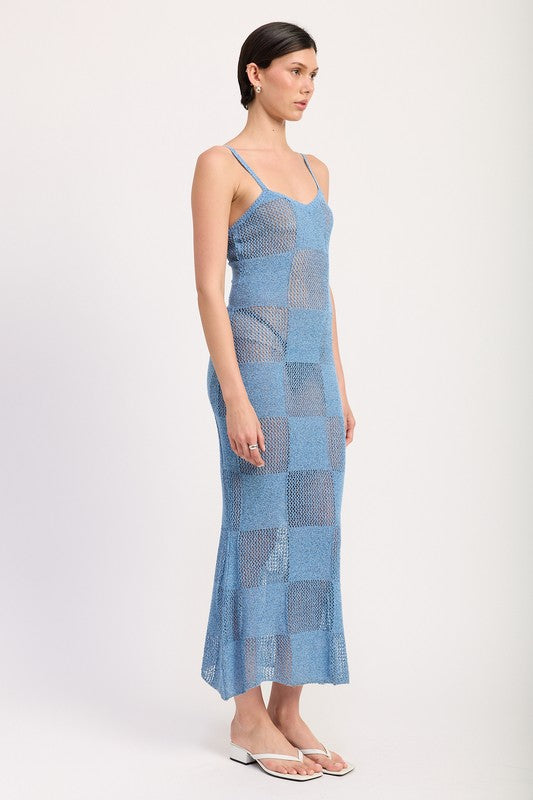 Dress maxi sheer contrasted