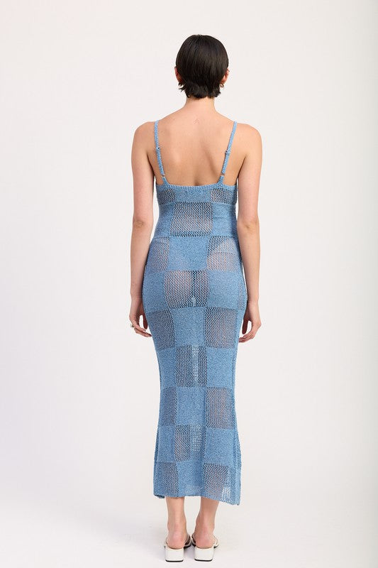 Contrasted maxi dress sheer
