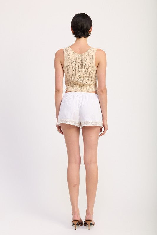 Crochet buttoned vest top front