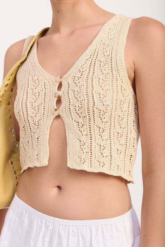 CROCHET BUTTON FRONT VEST TOP