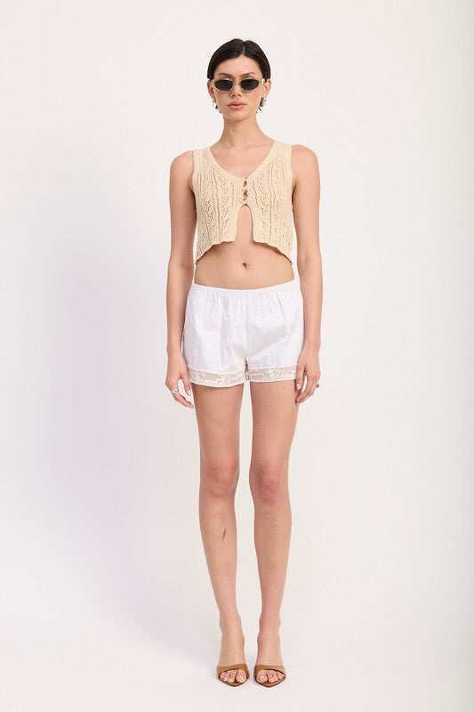 Vest crochet button front top