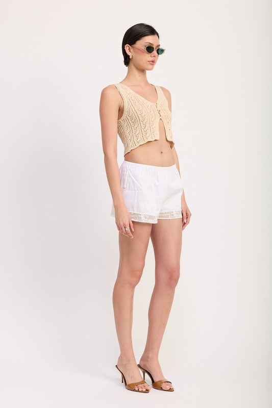 Vest top button front crochet