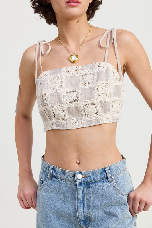 Cropped crochet fashion top