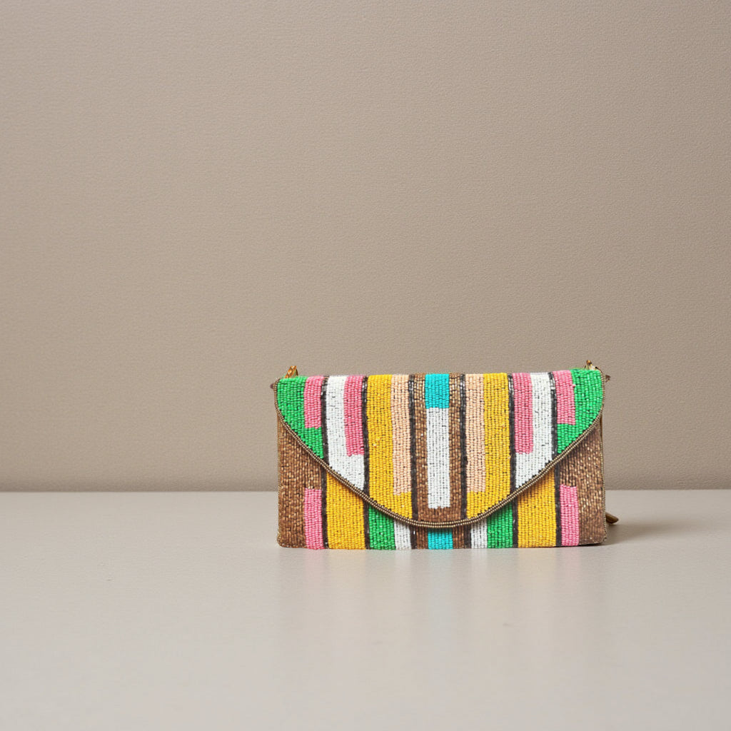   ethnic colorful envelope beaded embroidered clutch by Lilly & Luxe featuring handcrafted clutch.