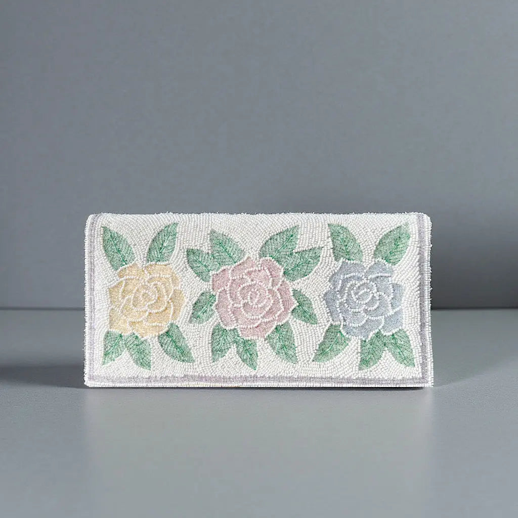 floral pattern   wedding clutch by Lilly & Luxe featuring handcrafted beadwork clutch purse for all occasions