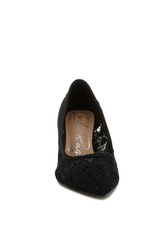 Masega lace stiletto heel pumps