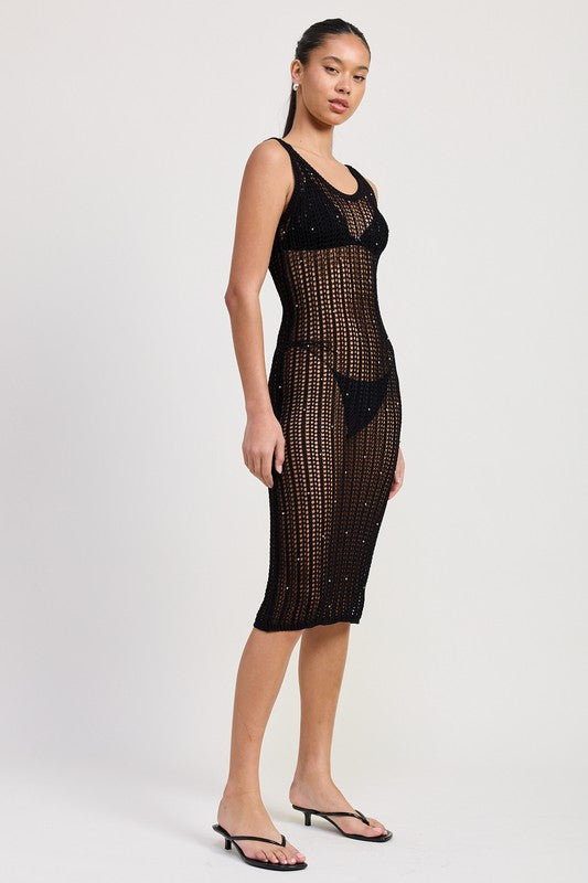 Metalic beaded crochet maxi dress