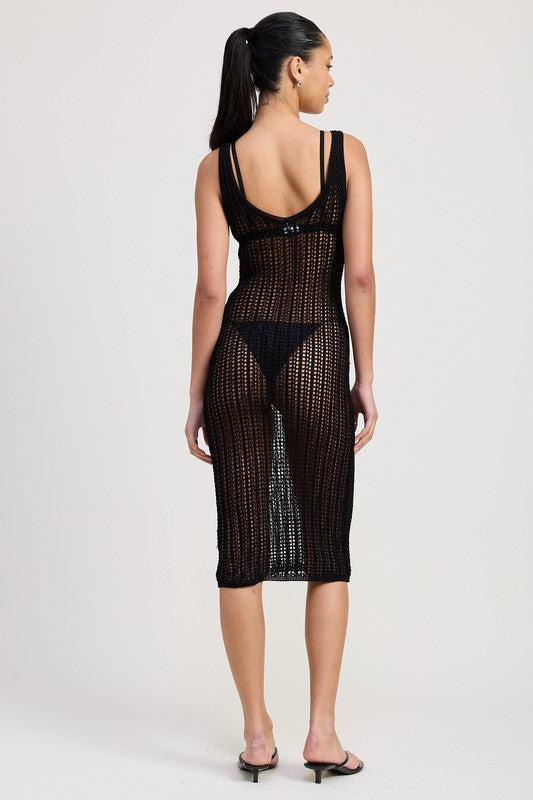 Maxi dress crochet metalic beaded