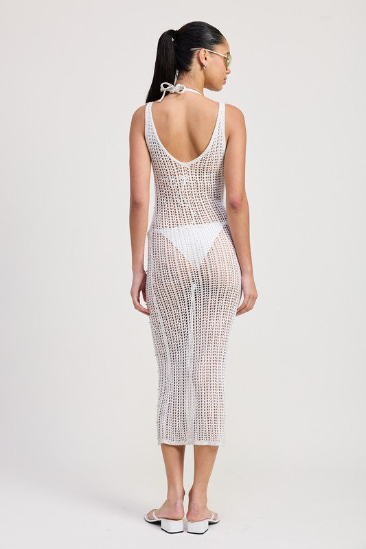 Maxi metalic crochet beaded dress
