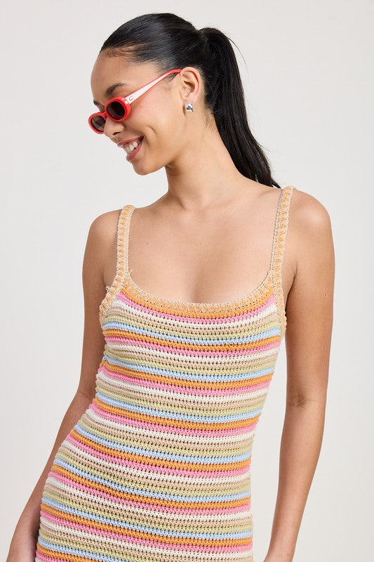 Crochet midi dress square neck