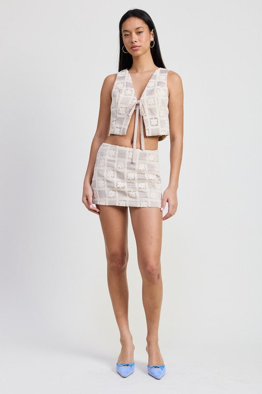 Mini textured jacquard skirt