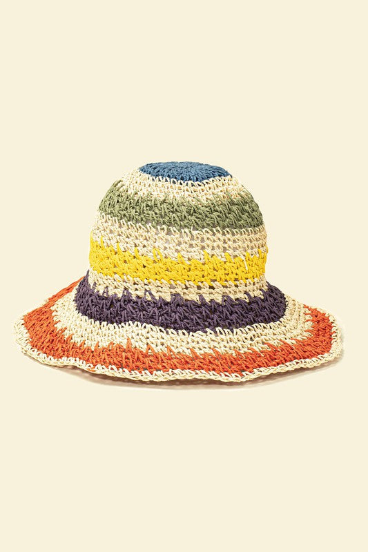 Straw bucket hat crochet packable
