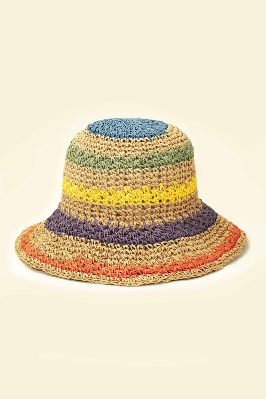Bucket hat crochet straw packable
