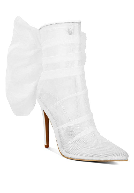 Princess Organza Wrapped Style Heeled AnkleBoots