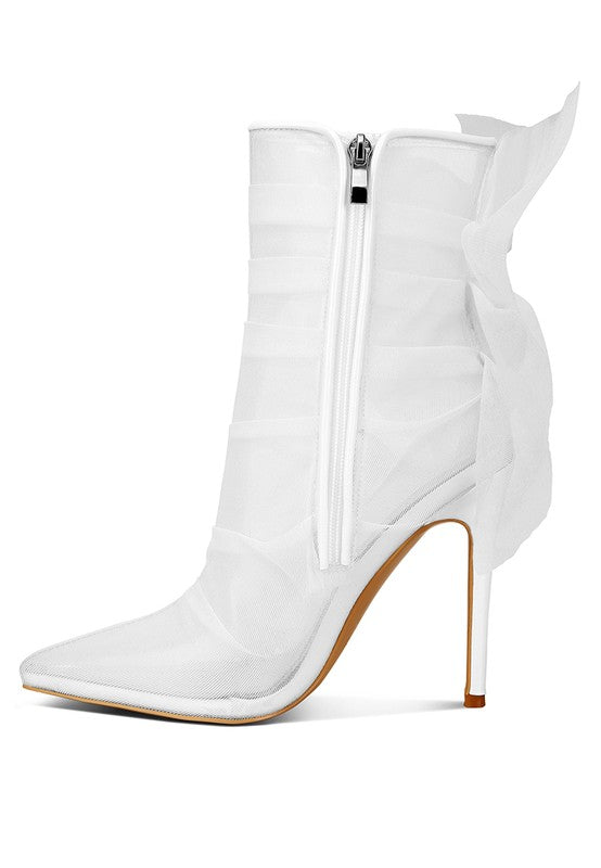 Princess Organza Wrapped Style Heeled AnkleBoots