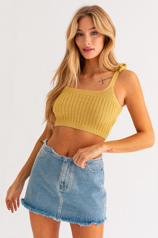 Shoulder Tie Knit Top