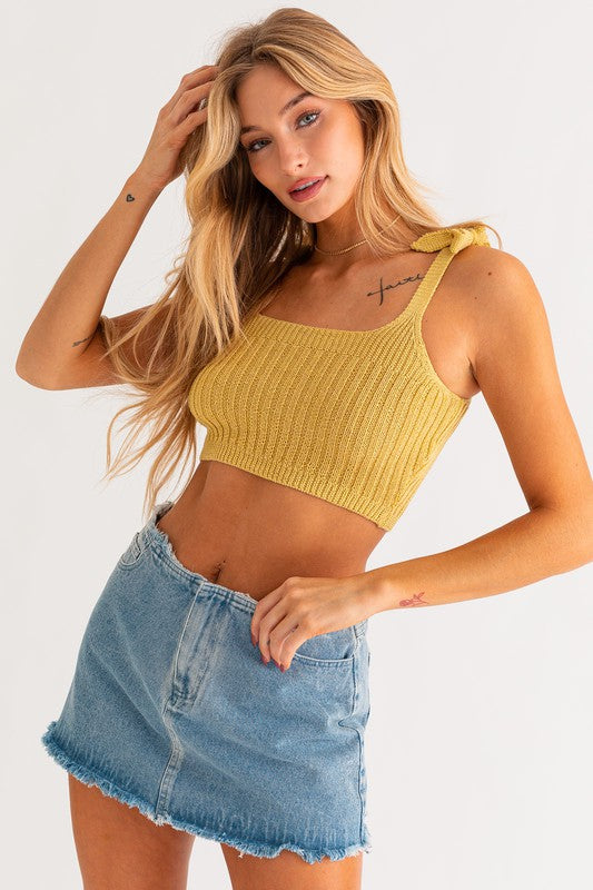 Tie shoulder knit top