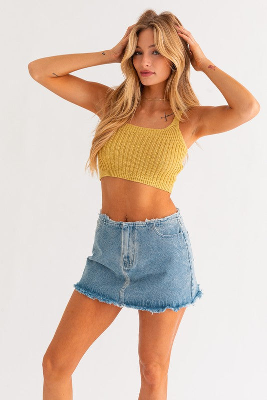 Knit top tie shoulder